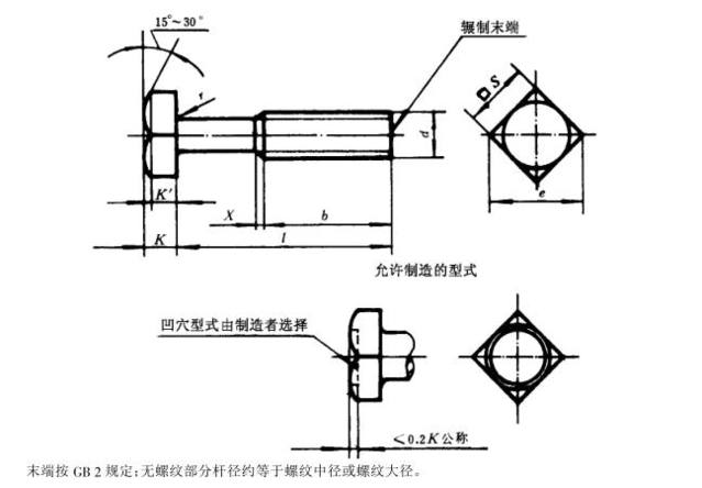 方头螺栓尺寸规格表